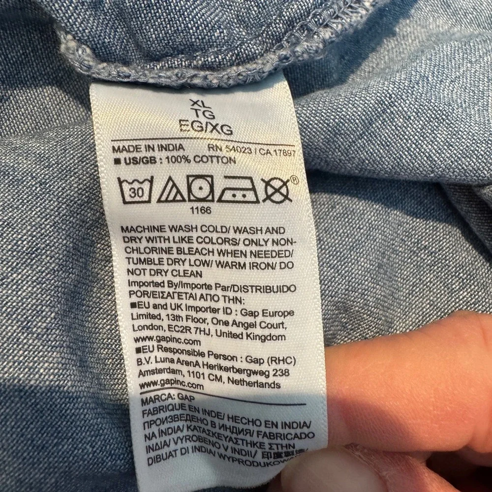 Gap Chambray Denim Maxi Dress Women's XL Indigo Western Boho Cowgirl Rodeo NEW - Picture 7 of 11